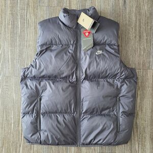 Nike Sportswear Club PrimaLoft Puffer Vest Grey Jacket Men's Large L Gilet New